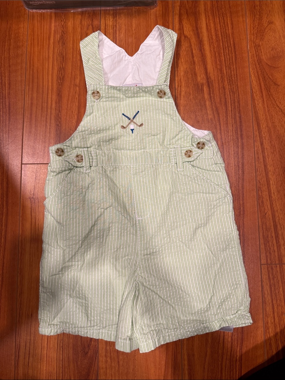 Kitestrings biys Green Striped Kids Overalls Shorts